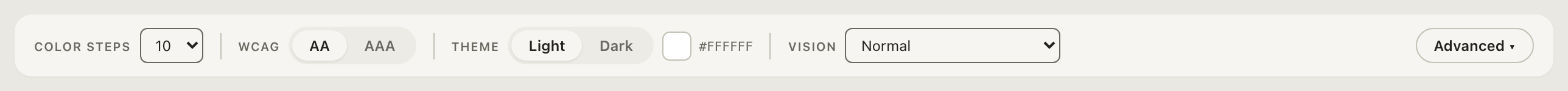 The color toolbar