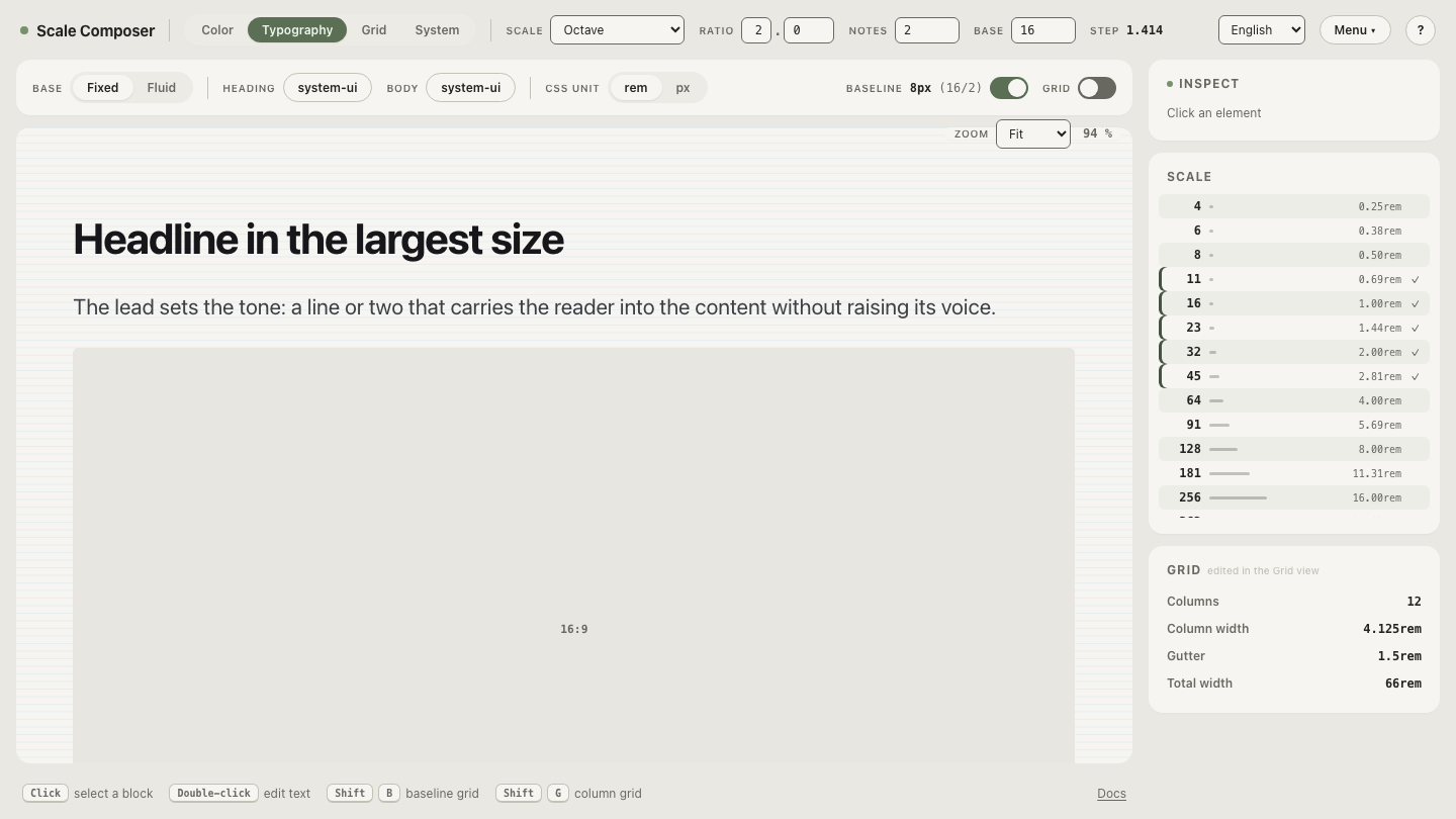 The small end of a spacing scale built on a 16px base with ratio 2 — the steps 8, 11, and 16 that a border radius scale borrows